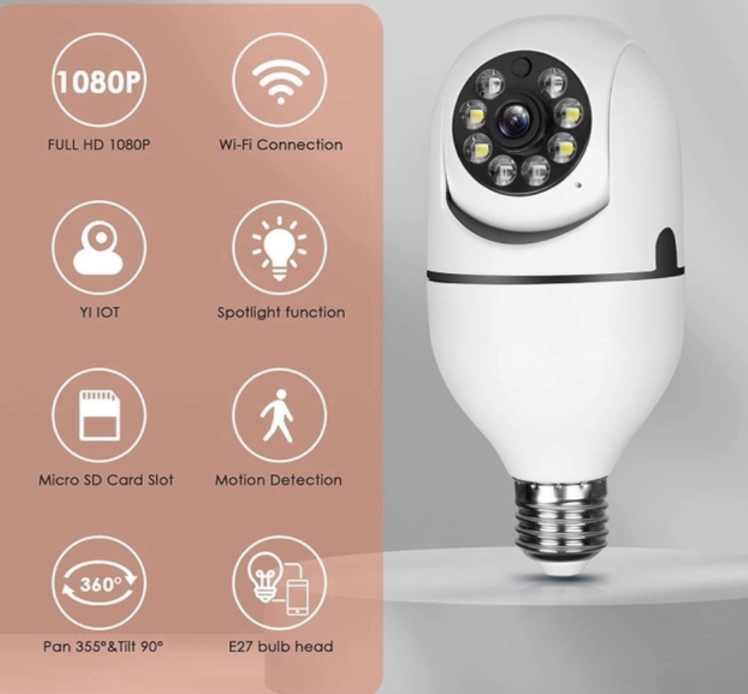 دوربین مداربسته چرخشی مدل لامپی کد V380 - 0