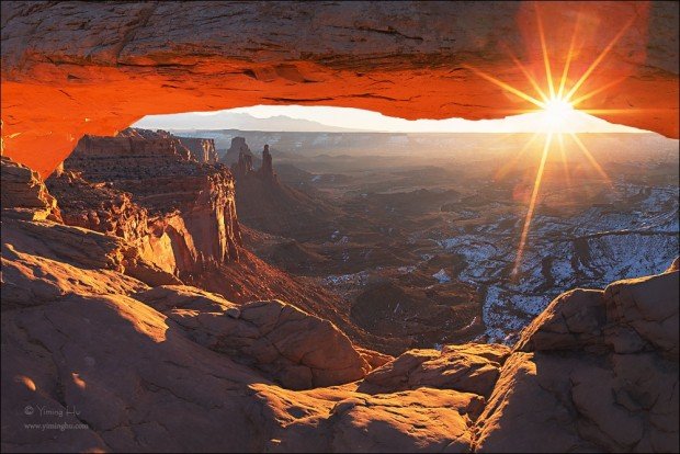 عکس طبیعت از طلوع آفتاب در پارک ملی ( Canyonlands ) کنیون‌ لندز