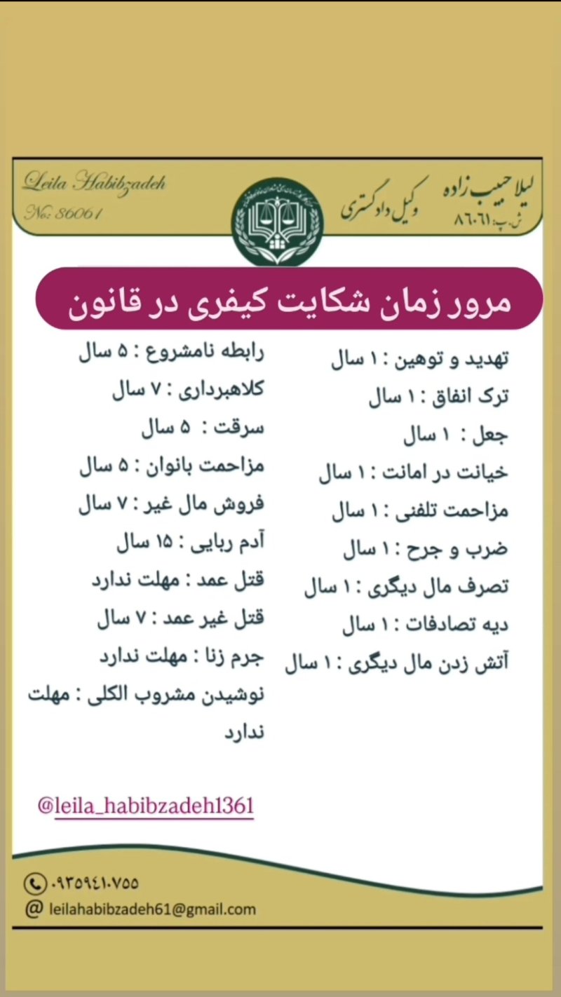 مرور زمان شکایت کیفری در قانون