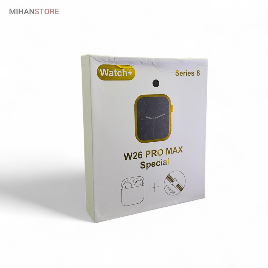 خرید اینترنتی پستی ساعت هوشمند و هندزفری بلوتوث W26 Pro Max