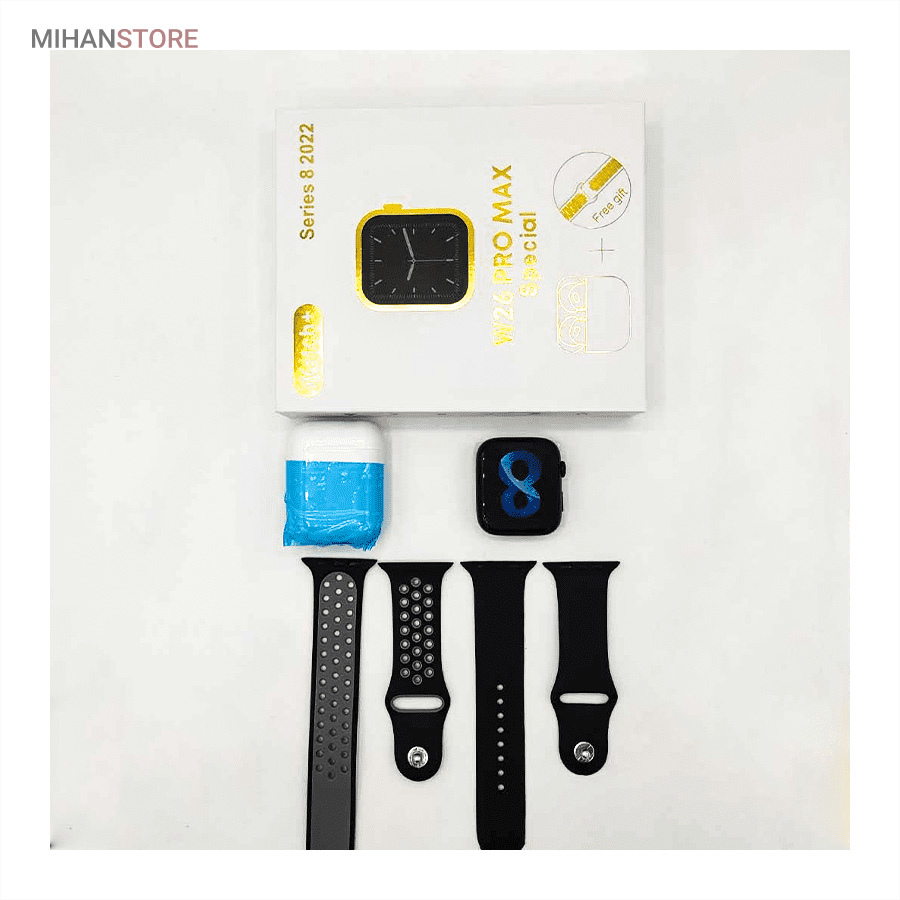 خرید اینترنتی پستی ساعت هوشمند و هندزفری بلوتوث W26 Pro Max
