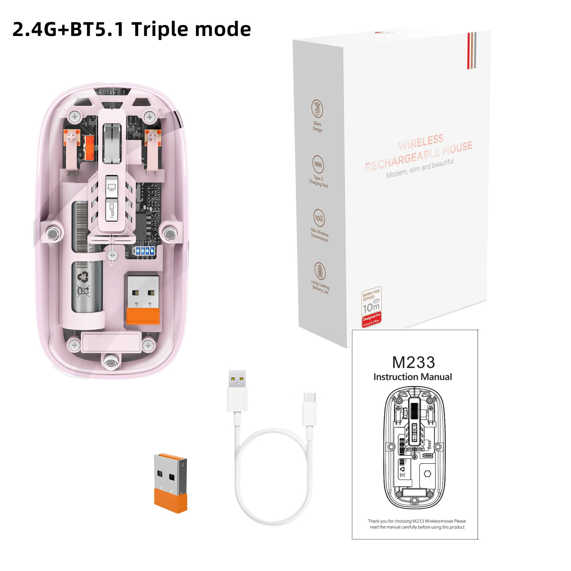 موس بیسیم شیشه ای بلوتوثی موبایل و لپ تاپ Transparent Mouse 2 M233 - 1229