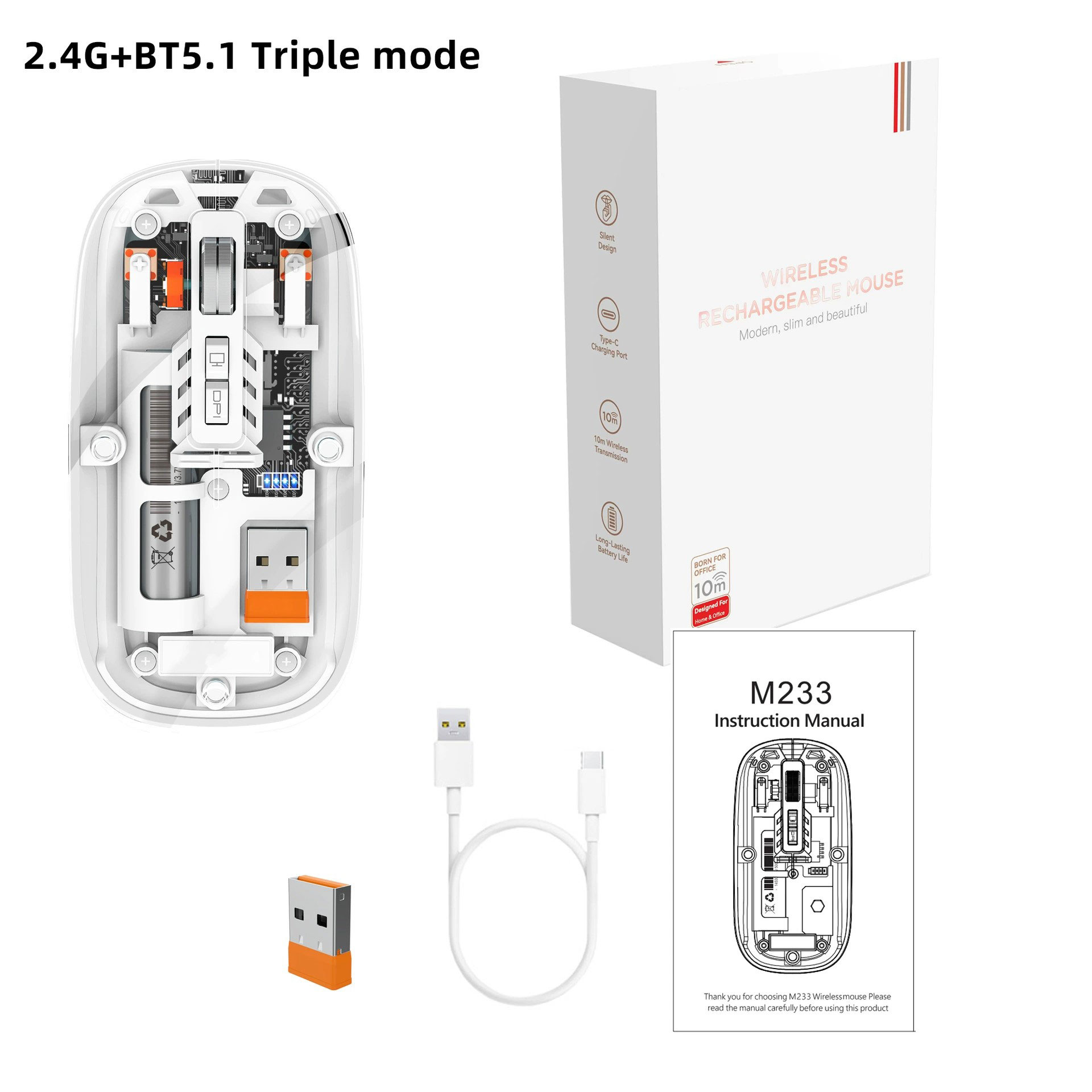موس بیسیم شیشه ای بلوتوثی موبایل و لپ تاپ Transparent Mouse 2 M233 - 1227