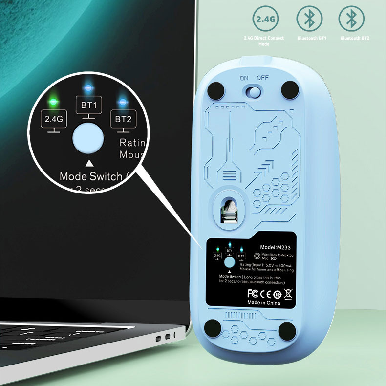 موس بیسیم شیشه ای بلوتوثی موبایل و لپ تاپ Transparent Mouse 2 M233 - 1234