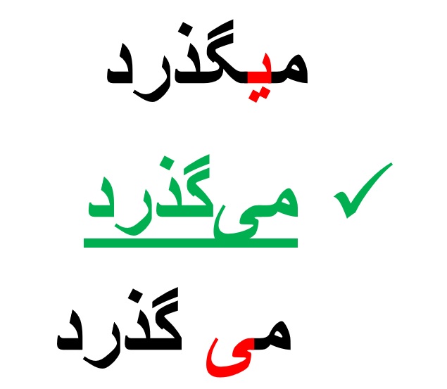 نیم فاصله در ورد نیم فاصله در ورد