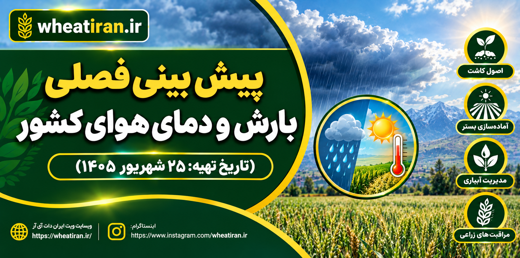 پیش بینی فصلی بارش و دمای هوای کشور (تاریخ تهیه: ۲۵ شهریور ۱۴۰۵)