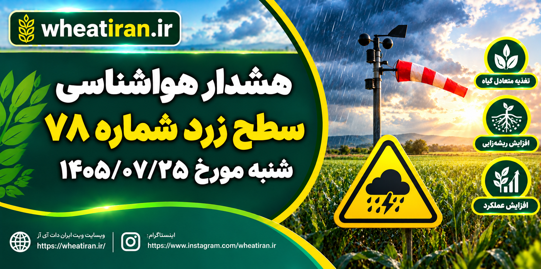 هشدار هواشناسی-سطح زرد شماره 78 شنبه مورخ 1405/07/25